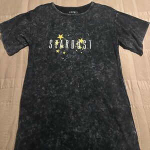 Vintage Canvas Black and Yellow Star Tee Shirt Dress